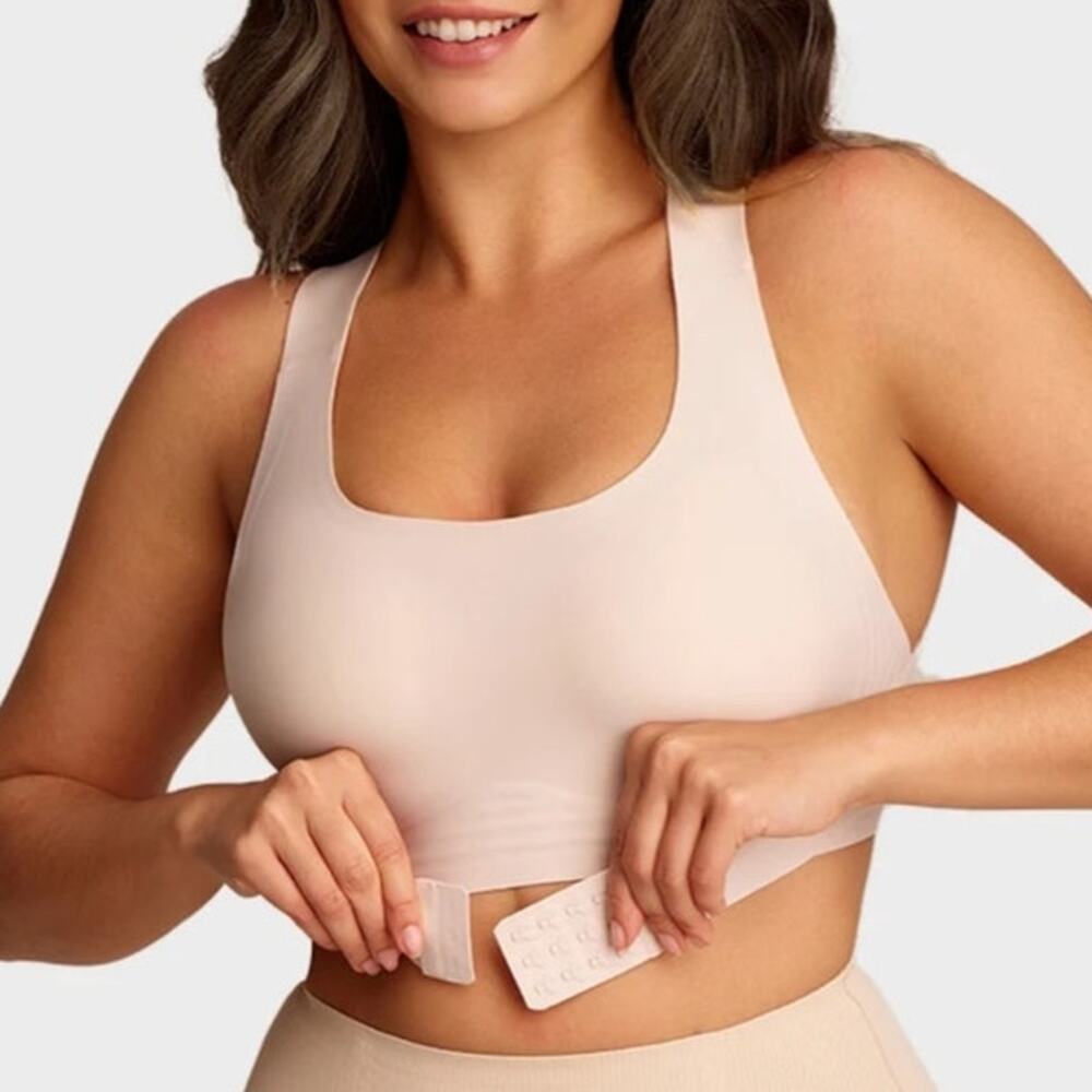SheCurve Front Closure Cross Back Wireless Posture Bra Nude 3XL Shapewear
